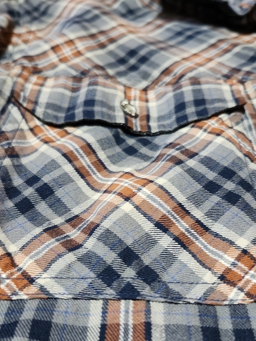 VINTAGE CALVIN KLEIN PLAID BUTTON-DOWN LONG-SLEEVE WESTERN SHIRT - Picture 8 of 14
